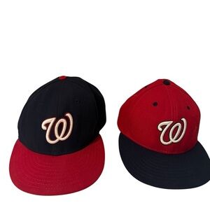 Two Washington Nationals Baseball COLLECTION Authentic blue and Red Cap,comfy